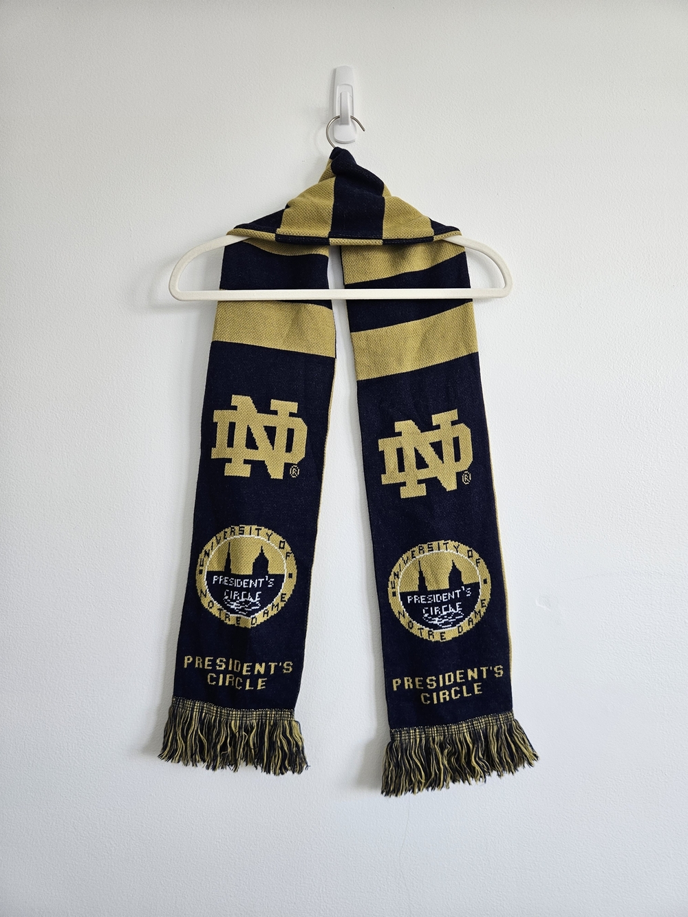 Navy and Gold Knit Scarf with University Crest